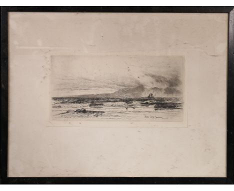 DAVID YOUNG CAMERON (1865-1945) Arran Etching, 12 x 24cm