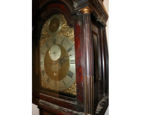 James Smith of London longcase clock, the brass dial with silvered Roman numeral chapter ring, subsidiary seconds dial and da