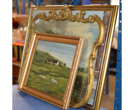 2 FRAMED OIL PAINTINGS &amp; DECORATIVE PRINT     
