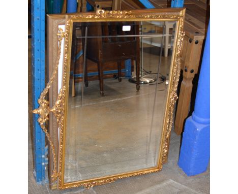 GILT FRAMED WALL MIRROR &amp; LARGE FRAMED PRINT     