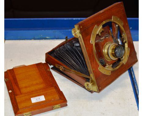 OLD MAHOGANY &amp; BRASS CASED CAMERA BY LIZARS     