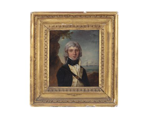 18TH CENTURY SCHOOL Robert L. Fitzgerald, half-length portrait Oil on canvas, 23 x 19cm 