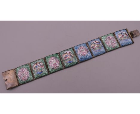 An enamel bracelet. 16.5 cm long.