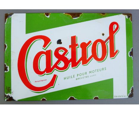 A Castrol enamel sign. 30 cm wide.