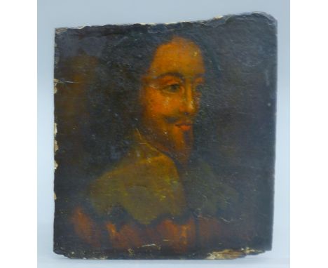 An oil on panel, Portrait of a gentleman, the reverse inscribed 'Shakespeare April 16 born 1564 April 23 died 1616. Very Anci