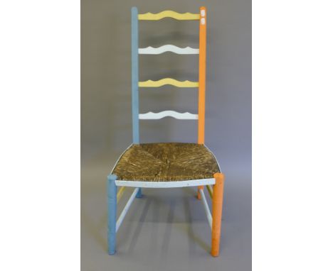 A painted ladder back side chair. 40 cm wide.