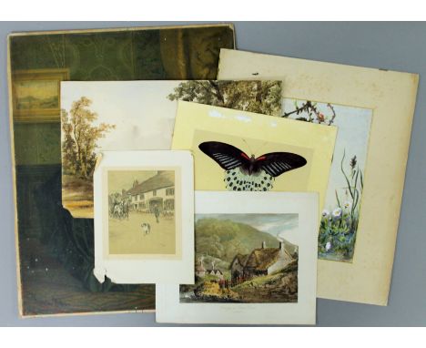 A quantity of watercolours and prints.