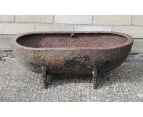 A metal planter.