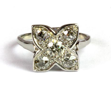 A 9ct white gold diamond set ring, (K.5).