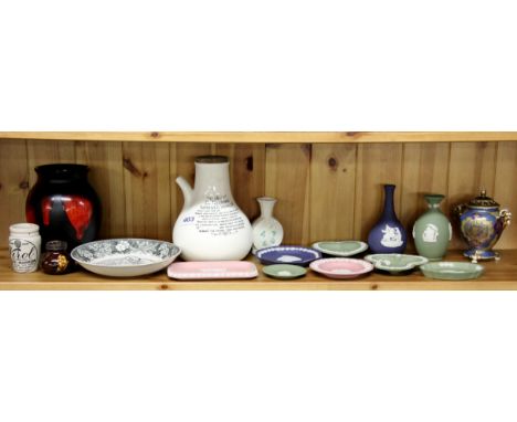 A quantity of mixed ceramic items including Doulton, Belleek and Wedgwood.