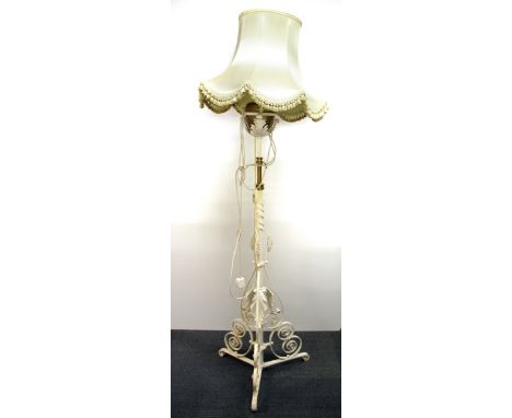 A 19th century telescopic painted wrought iron and brass standard oil lamp converted for electricity.