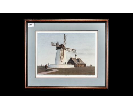St Annes Interest - Limited Edition Signed Print of Lytham Windmill by Raymond K Boyes, No. 128/850.  Framed and mounted behi
