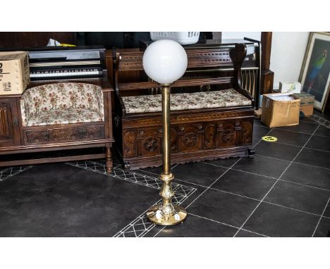 1 x Brass Floor Lamp with White Gold Shade. 90 cms In Height. 