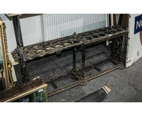 Victorian Cast Iron Estate Stick Stand, of large size, in the Gothic style, with a double ringed twelve section holder, fitte