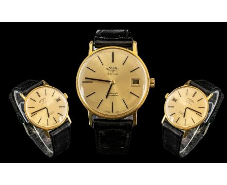 Rotary - Gents Gold Tone Automatic 21 Jewel Date-Just Incabloc Wrist Watch with Champagne Dial, Steel Back. c.1960's. Working