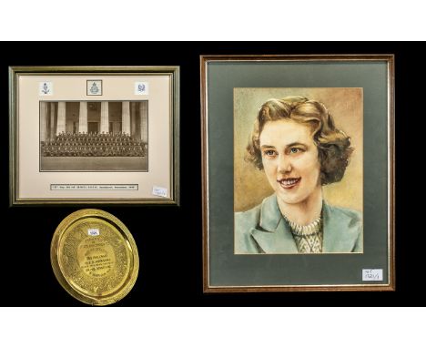 Blackpool Military Interest. Brass Engraved Tray with Inscription - Presented by LT, COL, A.W. SHIRLEY. T.D. &amp; The Office