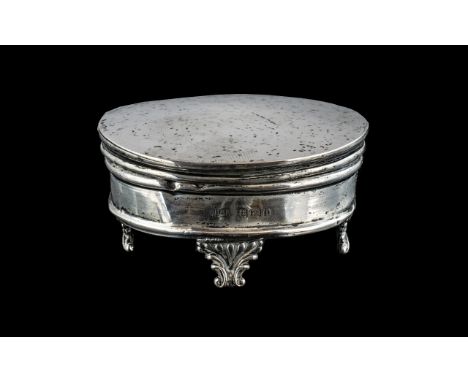 1912 Silver Trinket Box. Ladies Dressing Table Trinket Box with Hinged Lid. Fully Hallmarked for Silver. 