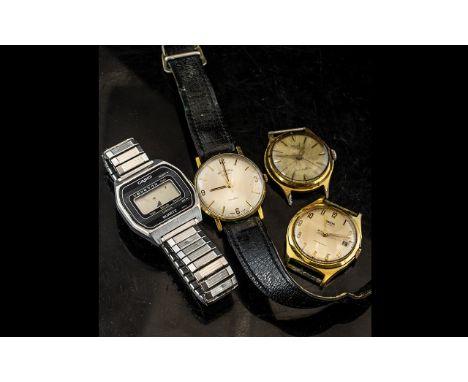 Four Vintage Wrist Watches, Smiths, Keinzle Germany, Casio Quartz, and a Rotary watch with a leather strap.