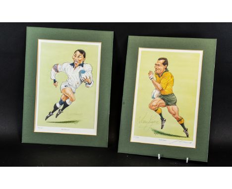 Ruby Union Interest. 2 x Limited Edition Prints, Signed by Former England Player Rory Underwood and Australian Legend David C