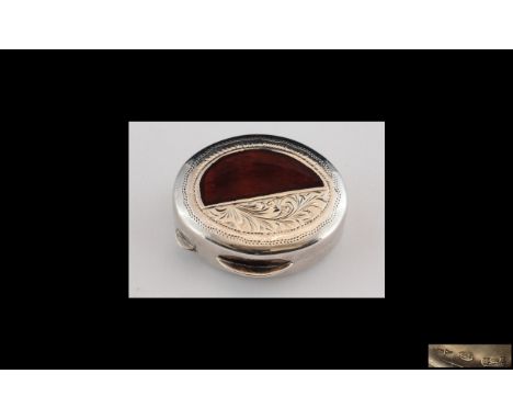 Silver and Enamel Pill Box. Silver Pill Box - With Lovely Decoration and Enamel. Superior Pill Box with Full Silver Hallmark.