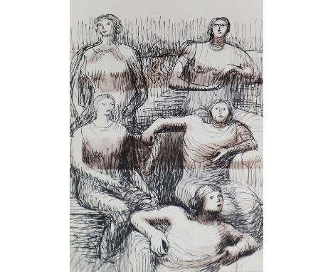 Henry Moore (1898-1986) Five Ladies Seated, lithograph, measurements 45 x 32 cm (i), frame 61 x 48 cm
Provenance: private col