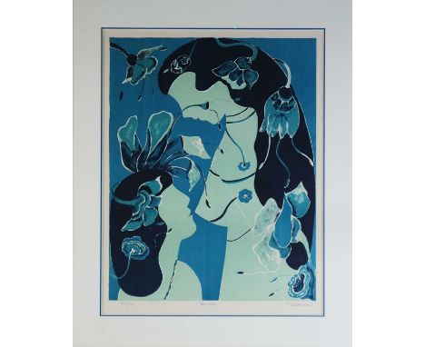 French School (20th Century) Adam &amp; Eve lithograph, signed bottom right D Lamarche(?), numbered 86/750, measurements 62 x