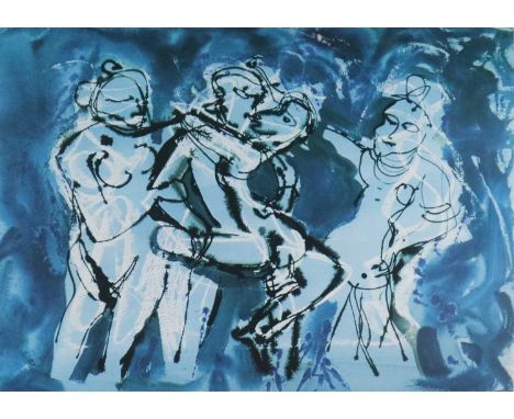John Piper (British 1903-1992), Dancing Girls lithograph from India Love Poems 1977, measurements 32.5 x 45 cm (i), frame 50 