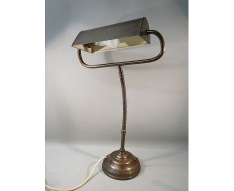 1920's/30's BRONZED FINISH ADJUSTABLE DESK LAMP (H: 62 cm)