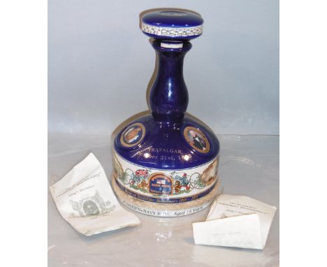 THE PUSSER'S "TRAFALGAR BICENTENARY" SHIP'S DECANTER 1805-2005 LIMITED EDITION 00505/36,000 TOGETHER WITH A GOOD QUANTITY OF 