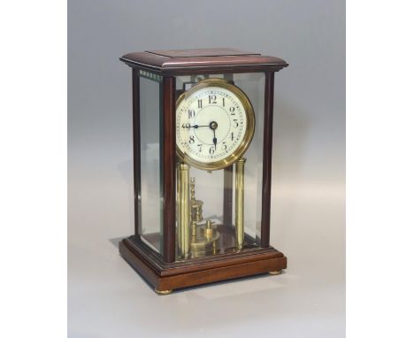 An early 20th century mahogany cased four glass mantel clock height 29 cms.