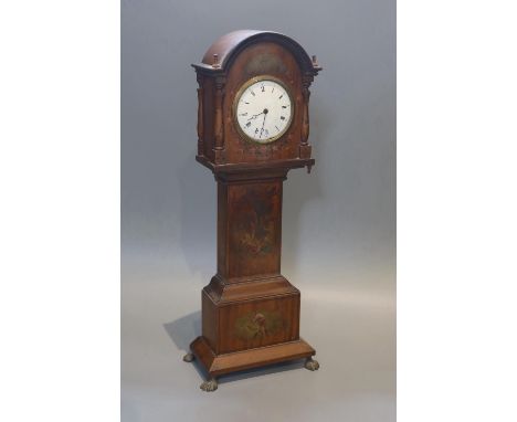 An Edwardian painted satinwood miniature longcase clock, height 51cm