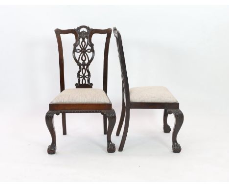 A pair of Chippendale revival mahogany dining chairs