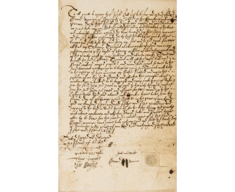 Commonwealth.- Warriner (Edward, yeoman, of Above Park, Selside, near Kendal, Westmorland) Deed of transfer to his son John W