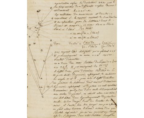 NO RESERVE Optics.- Optique, manuscript in French, c. 160pp., numerous pen and ink diagrams, browned, original paper wrappers