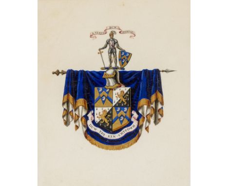 Heraldry.- Coat of arms of Edwards of Toxteth Park, Liverpool and Broughton Park, Manchester, watercolour coat of arms, on ve