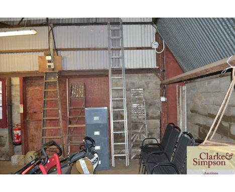 An aluminium extending ladder 
