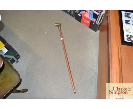 A reproduction walking stick with attached telescope