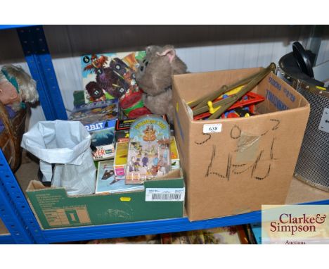 Two boxes containing vintage and other children's toys 