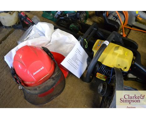 A Mcculloch chainsaw and safety helmet