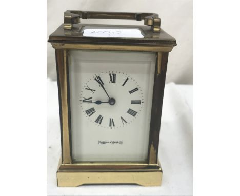 A brass carriage clock by Mappin &amp; Webb