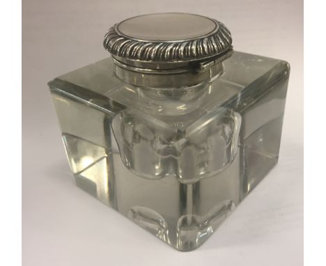A Hm silver lidded inkwell