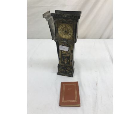 A Huntley &amp; Palmers tin in the form of a longcase clock A/F