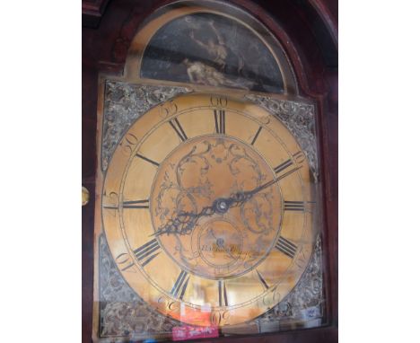 A George III long case clock by John Burton of Blackbarrow, having a 30 hour movement with arched brass face, in mahogany-cro