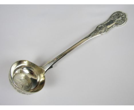 A Victorian silver toddy ladle, commemorating the Diamond Jubilee of HRH Queen Victoria, having engraved decoration, the bowl