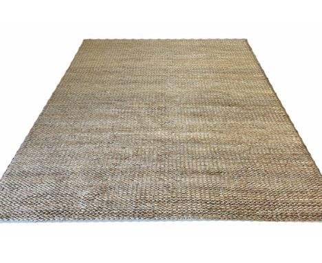 CONTEMPORARY SILVER GREEN JUTE CARPET, 305cm x 244cm.