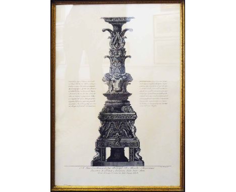 AFTER GIOVANNI PIRANESI, 'Candelabra of antiquity', lithograph, 70cm x 44cm, framed. (frame with faults)