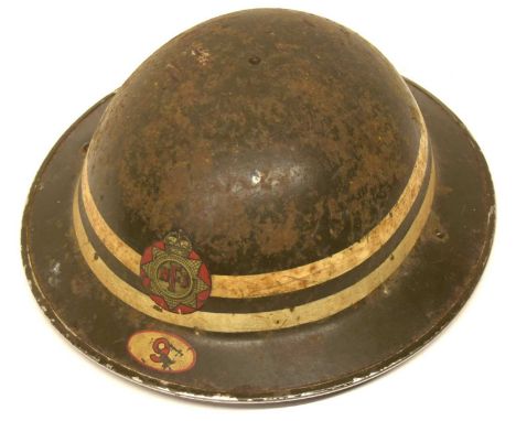 Second World War National Fire Service 1939 dated brodey helmet for 9 district (Leicester) with No.894465 painted to inside o