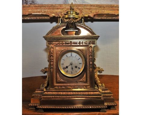 BRASS BRACKET CLOCK C W BENSON OLD BOND STREET