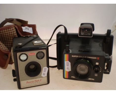 VINTAGE KODAK BROWNIE FLASH 2 CAMERA PLUS ONE OTHER POLAROID CAMERA 