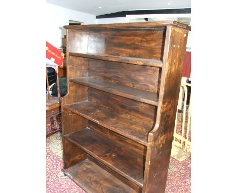 VINTAGE SOLID OAK BOOKCASE43 1/2 inches wide, 63 1/2 inches tall, 13 inches deep at bottom 10 inches deep at top
